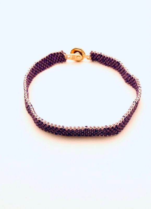 Bracelets with floral sapphire for romantic glow -Beaded Rain Drop Bracelet, Purple