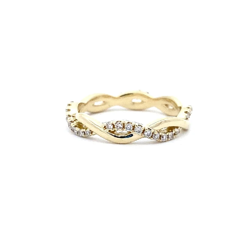 Rings with tourmaline gems for bold hues -14K Yellow Gold 0.27ctw Round Diamond Twist Wedding Band