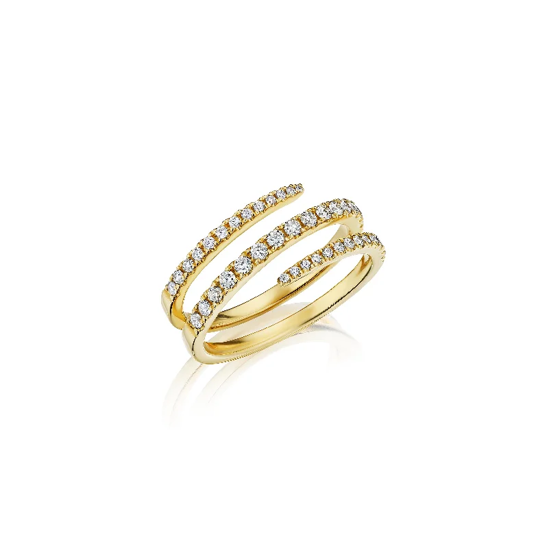 Rings with spiral designs for eye-catching twist -Sabel Collection Yellow Gold Spiral Diamond Ring