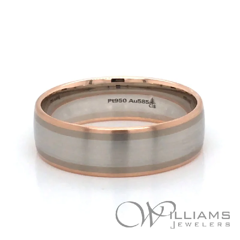 Chunky rings with hammered gold band texture -Christian Bauer Platinum & 14k Wedding Band