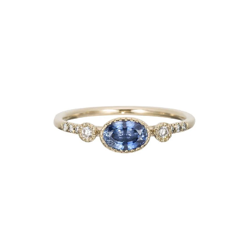 Rings with lapis lazuli for rich blue -Ceylon Sapphire Dew Equilibrium Ring