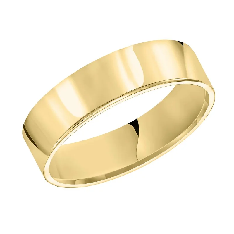 Rings with gothic-inspired skull motif details -14K Yellow Gold 5mm Flat Wedding Band