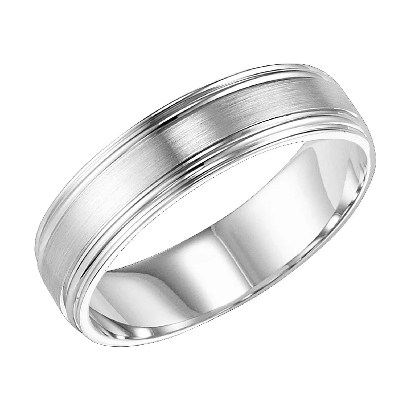 Gold rings with intricate celtic knot patterns -14K White Gold 6mm Comfort Fit Engraved Wedding Band