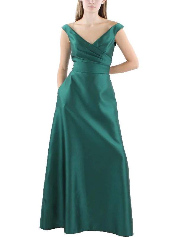 Mini Dresses for Youthful Look -Womens Satin Off The Shoulder Evening Dress