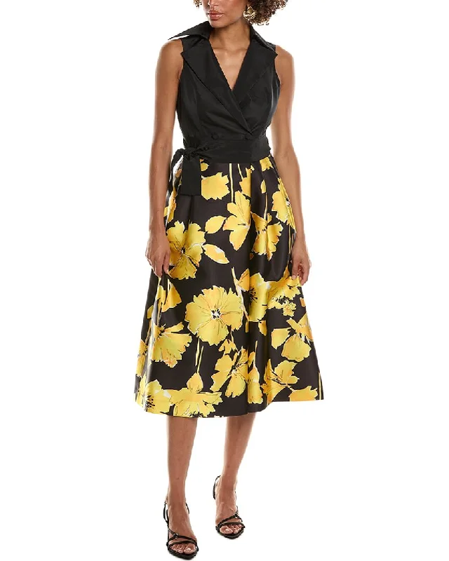 A-line Dresses for Flattering -Teri Jon by Rickie Freeman Sleeveless Taffeta Shirtdress