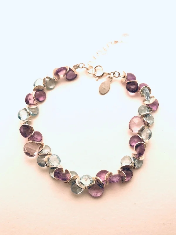 Bracelets with tiger eye for warm bands -Signature Purple and Pink Amethyst with Blue Topaz Sterling Bracelet