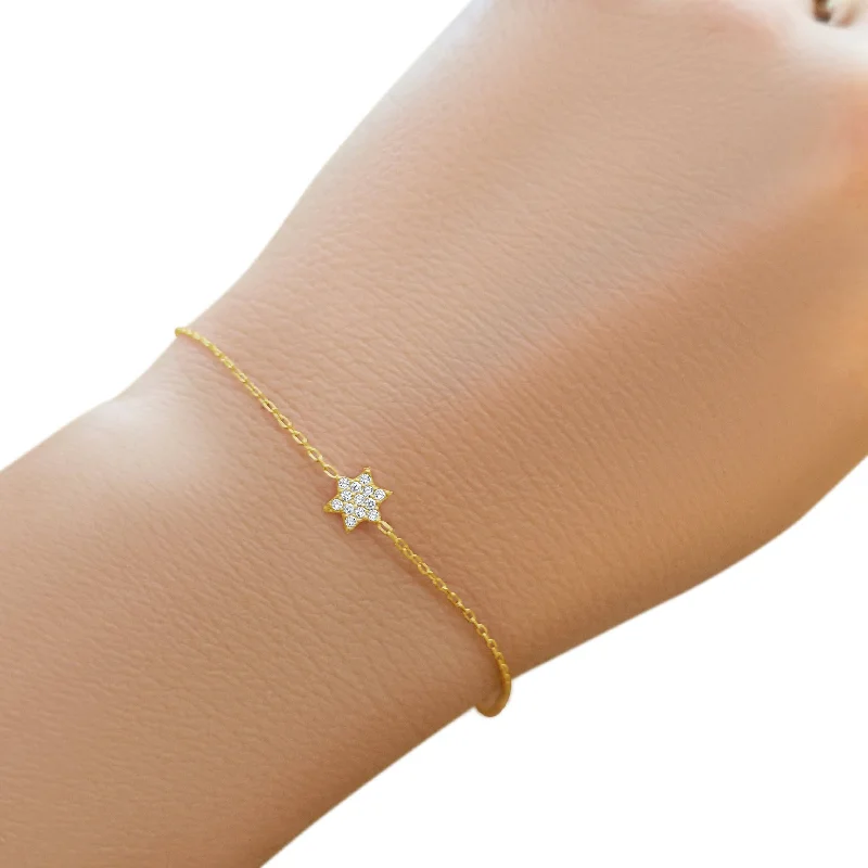 Bracelets with branch patterns for nature flair -CZ Tiny Jewish Star Bracelet