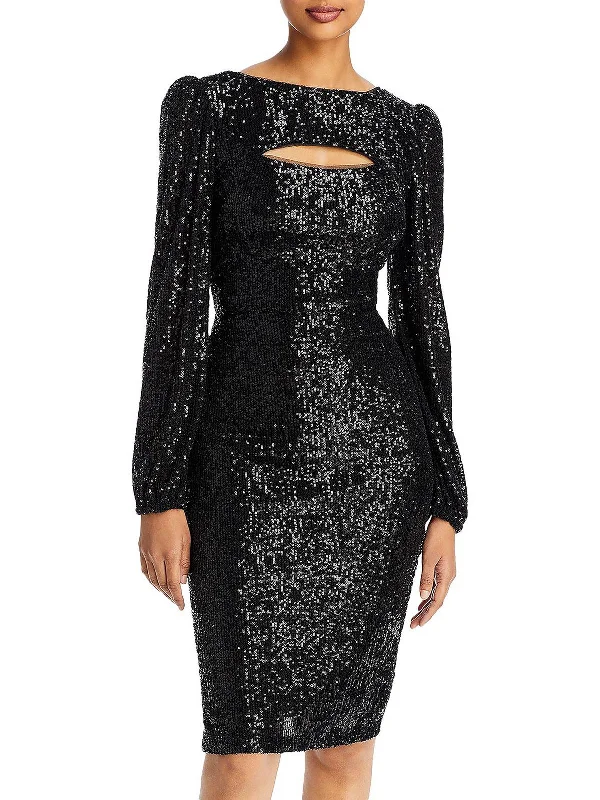 Off-shoulder Dresses for Feminine -Womens Sequined Cut-Out Cocktail and Party Dress