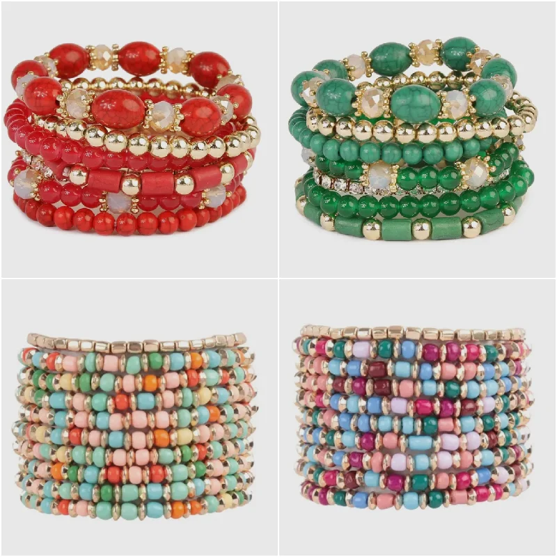 Thin bangles perfect for layering multiple styles -Stacking Bead Bracelets