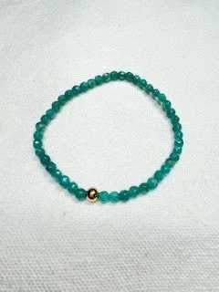 Bangles with interlocking links for uniqueness -Amazonite Faceted Bracelet with Gold Bead