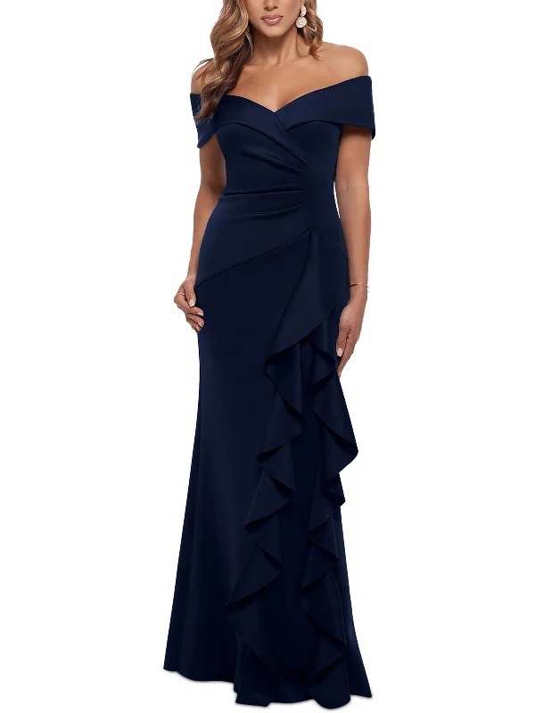 Tiered Dresses for Voluminous -Womens Ruffled Off-The-Shoulder Evening Dress