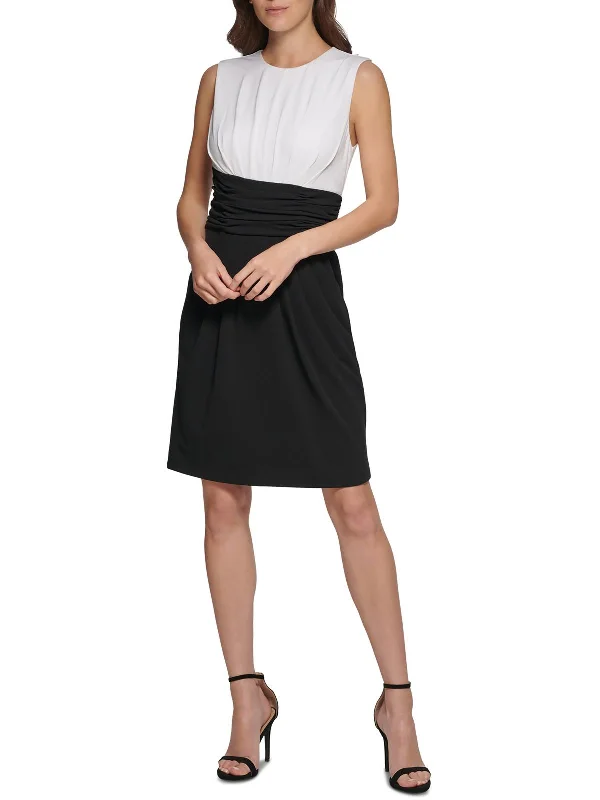 Gray Dresses for Subtle -Womens Colorblock Knee Sheath Dress