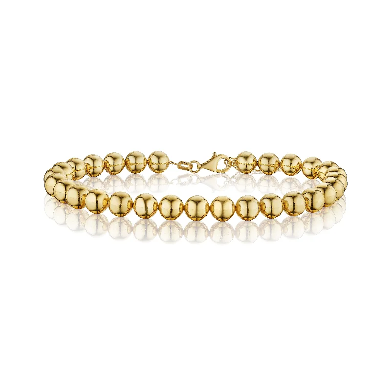 Bracelets with woven leather for rustic style -Sabel Collection Yellow Gold Beaded Bracelet