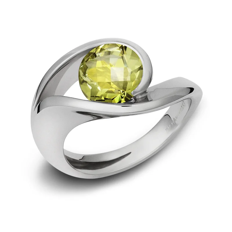 Rings with polished tourmaline for vibrant shine -Contour Lemon Quartz and Sterling Silver Ring