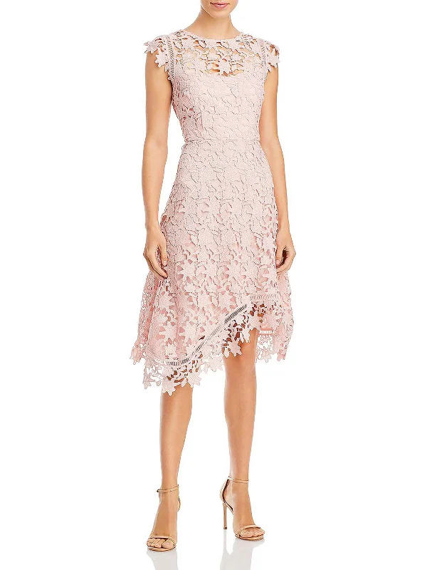 Resort Dresses for Vacation -Womens Lace Overlay Asymmetric Cocktail Dress