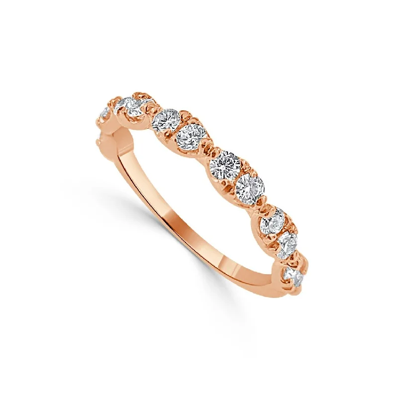 Rings with raw garnet stones for texture -Joelle Collection Diamond Wedding Band 14k Rose Gold 1/2 ct TDW Gifts for Her