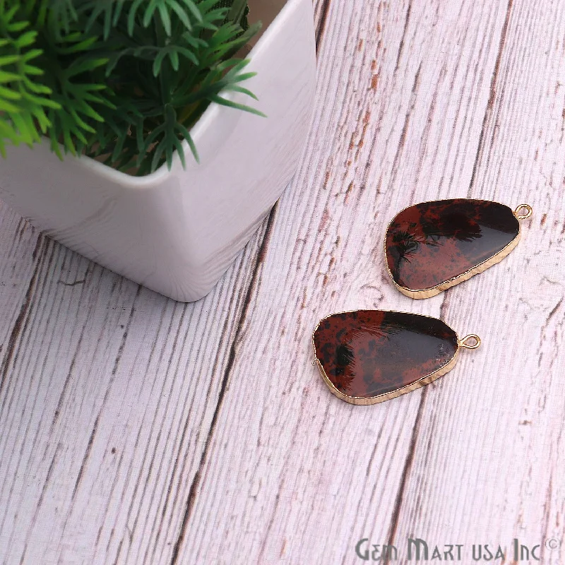 Dainty rings with subtle engraved star motifs -DIY Mahogany Obsidian 32x19mm Gold Electroplated Finding Earing Connector