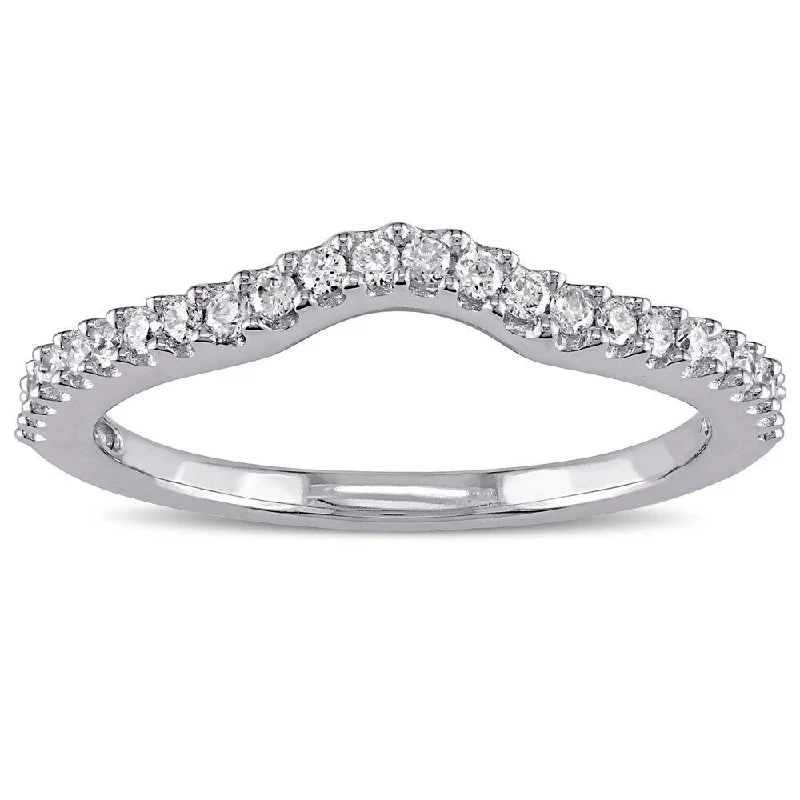 Rings with knot motifs for symbolic love -Miadora 14k White Gold 1/4ct TDW Diamond Curved Wedding Band