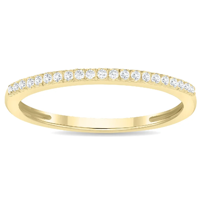 Rings with pave-set gemstones for brilliance -Women's 1/10 Carat Tw 1Mm Thin Diamond Wedding Band In 10K Yellow Gold