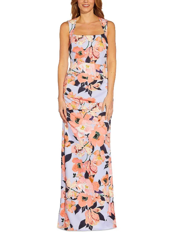 Printed Dresses with Patterns -Womens Pleated Long Evening Dress