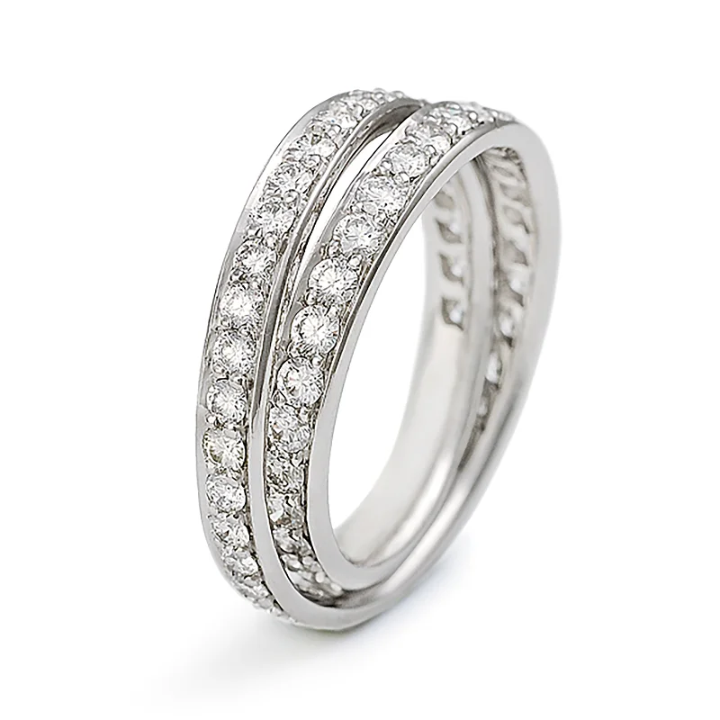 Rings with oxidized bands for vintage edge -Continuum All Around Diamond Wedding Band