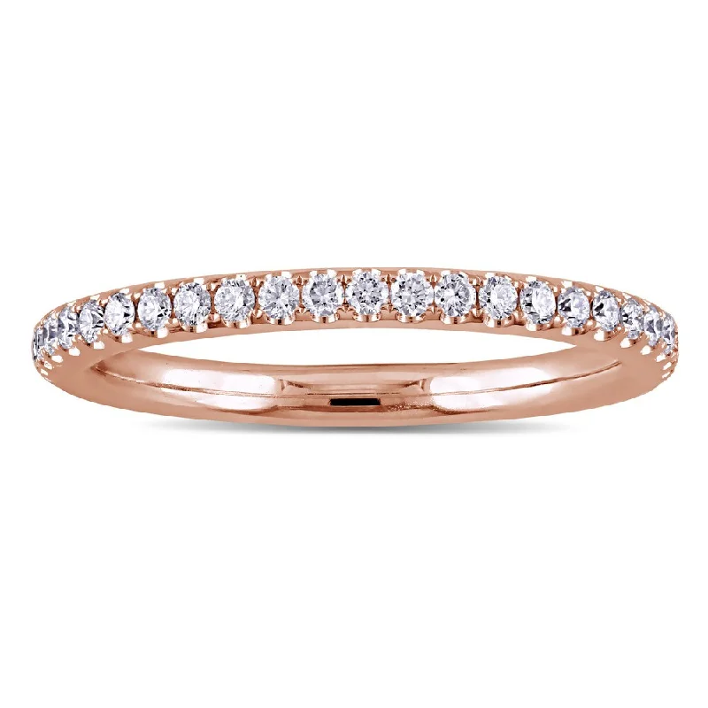 Rings with sunburst citrine for radiant appeal -Miadora 14k Rose Gold 1/3ct TDW Diamond Eternity Wedding Band - White