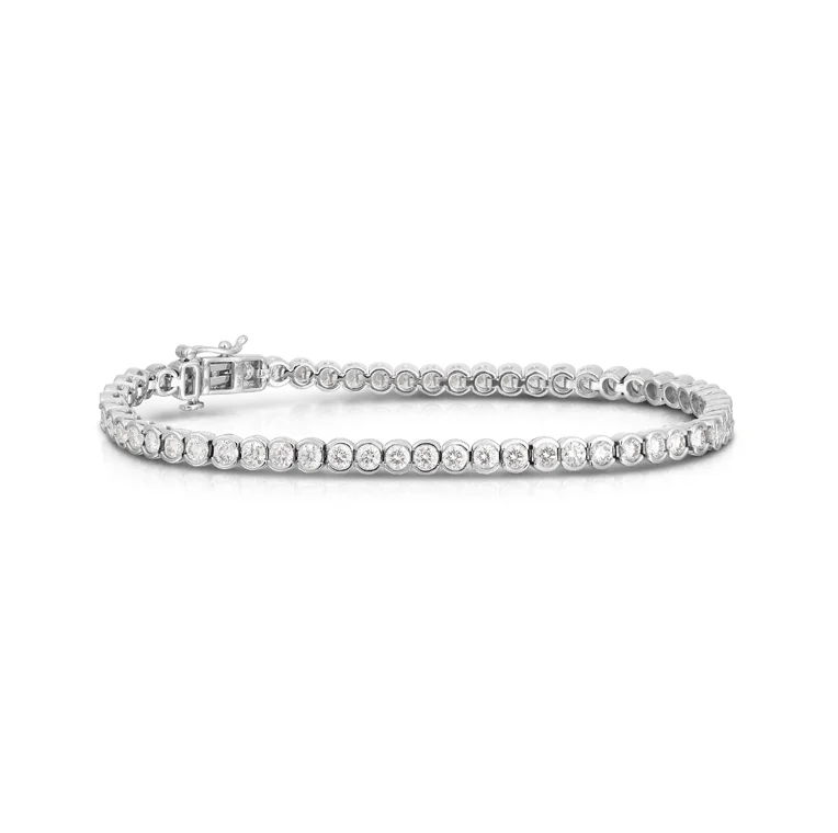 Gold bracelets with delicate diamond charm accents -Sabel Collection White Gold Bezel Set Diamond Bracelet