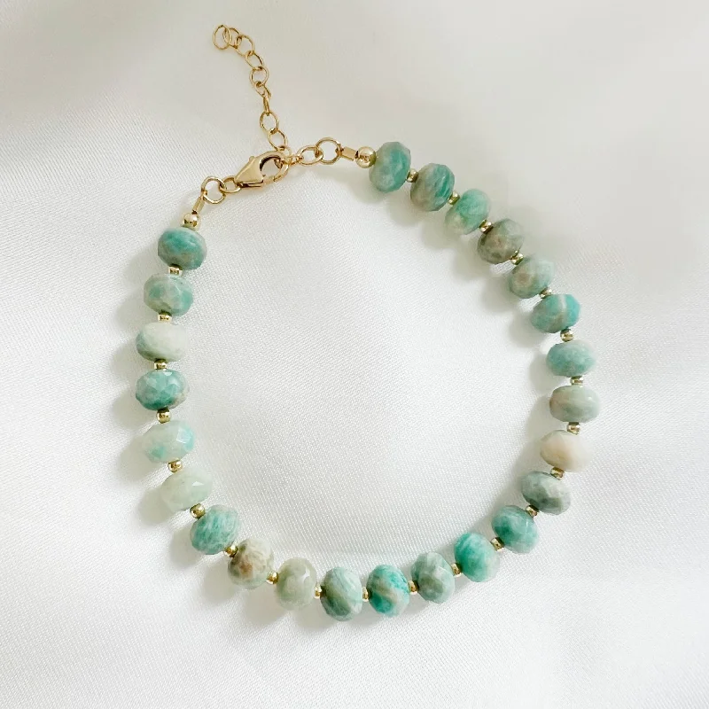 Gold bracelets with delicate diamond charm accents -NEW! Jolene Amazonite Gold Filled Beaded Bracelet by True By Kristy