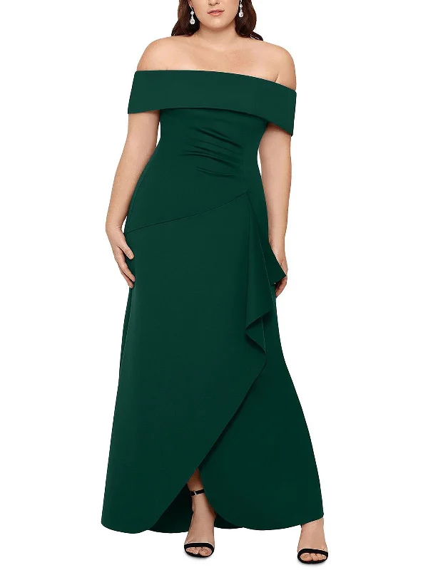 Mother's Day Dresses for Gift -Plus Womens Off-The-Shoulder Ruched Evening Dress