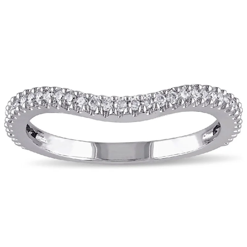 Rings with blue quartz for cool tones -Miadora 14k White Gold 1/5ct TDW Diamond Contour Wedding Band