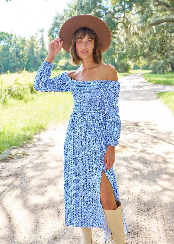 Tie-up Dresses for Decorative -Sullivan's Island Puff Sleeve Maxi Dress