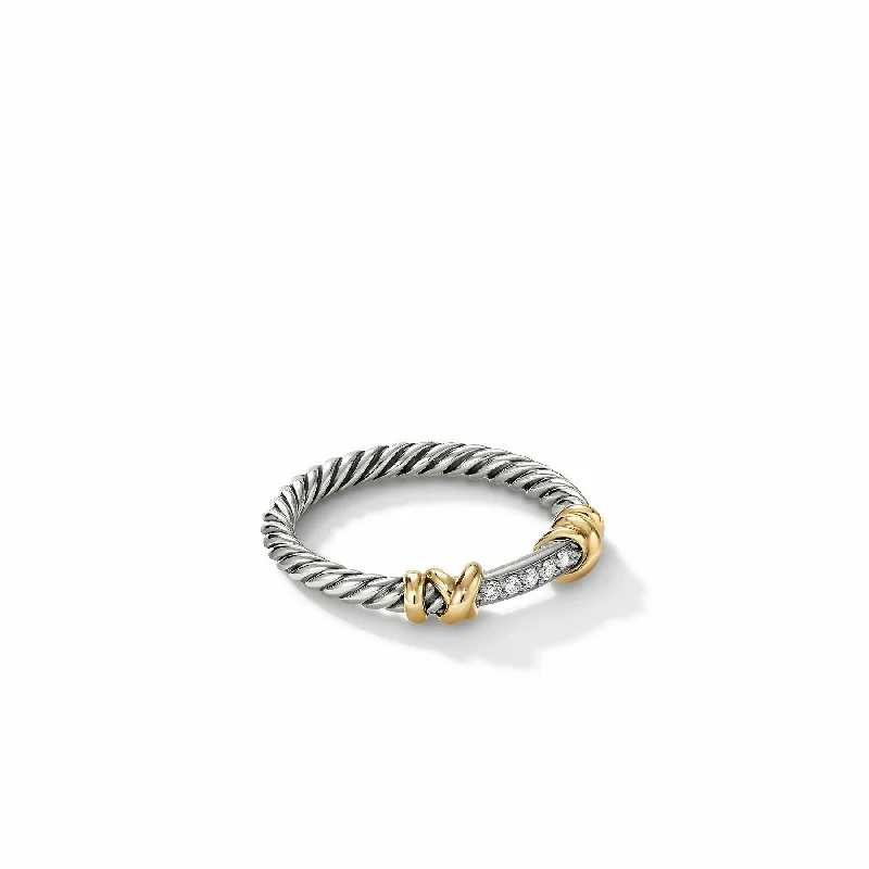 Rings with rough sapphire for rugged chic -David Yurman The DY Helena Collection Ring in Silver and 18-Karat Yellow Gold