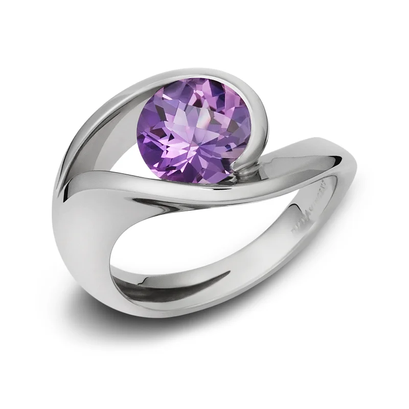 Rings with hammered silver for rustic appeal -Contour Amethyst and Sterling Silver Ring