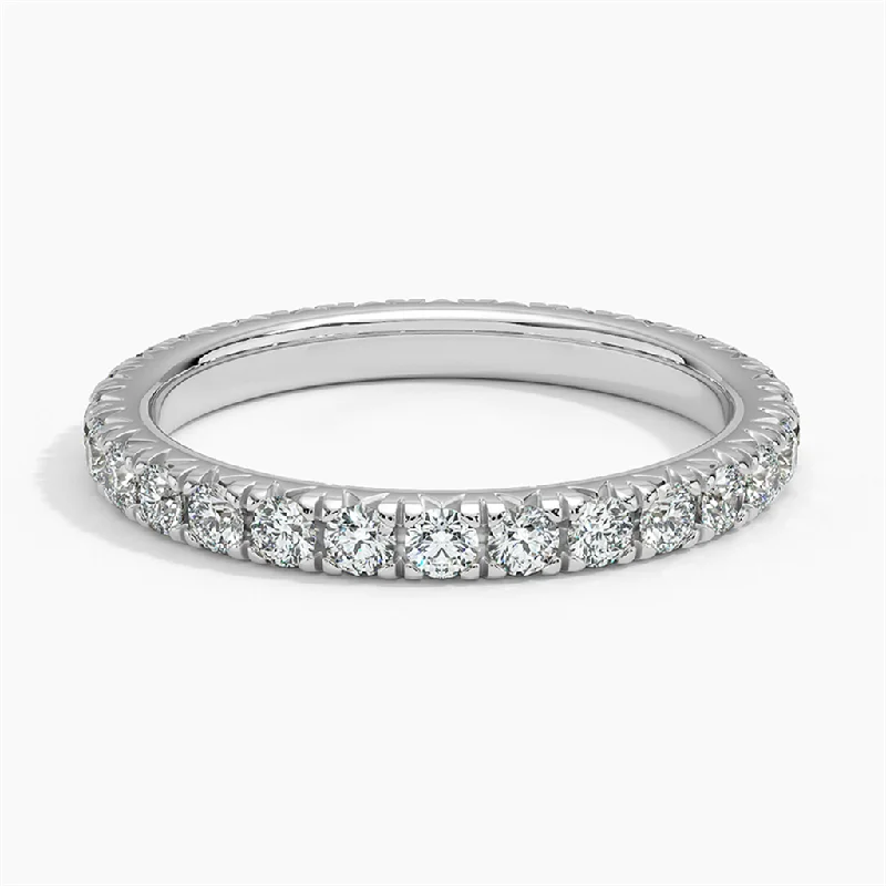 Rings with oxidized silver for antique appeal -14K White Gold 1ctw Round Diamond Eternity Wedding Band