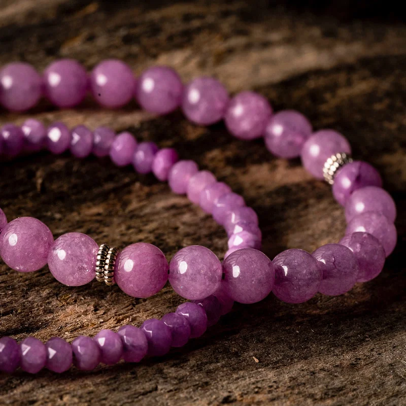 Bangles with claw-set stones for security -Lavender Jade Natural Gemstone Bracelet (2 Stles)