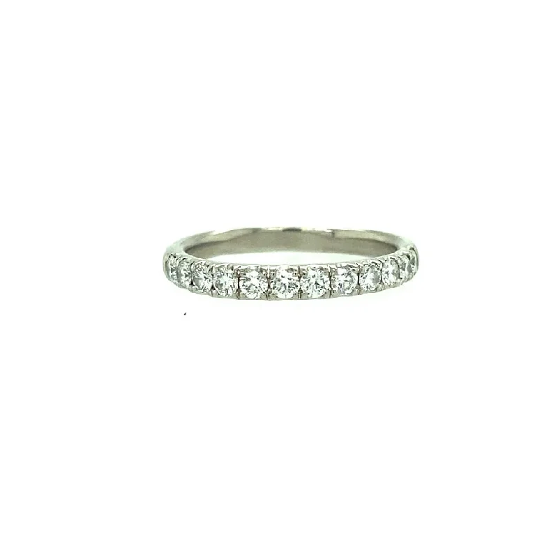 Rings with floral halo diamond arrangements -14K White Gold 1ctw Round Diamond Classic Wedding Band