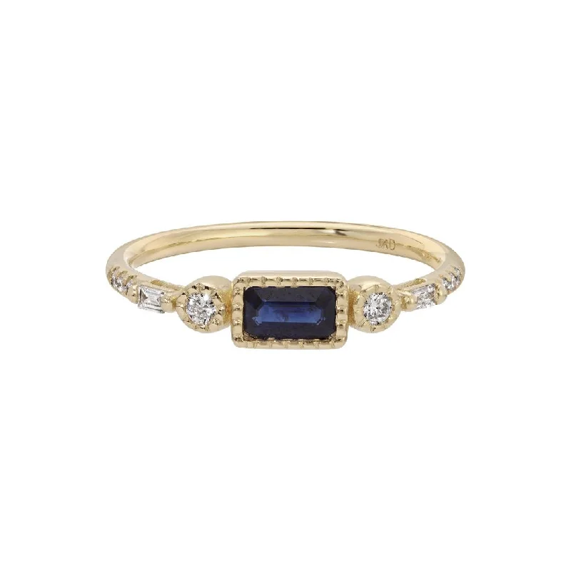 Rings with polished opal for iridescent beauty -Blue Sapphire Evoke Ring