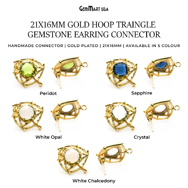 Rings with aventurine gems for green luck -DIY Triangle Twisted Gold Plated 21x16mm Hoop Stud Earring