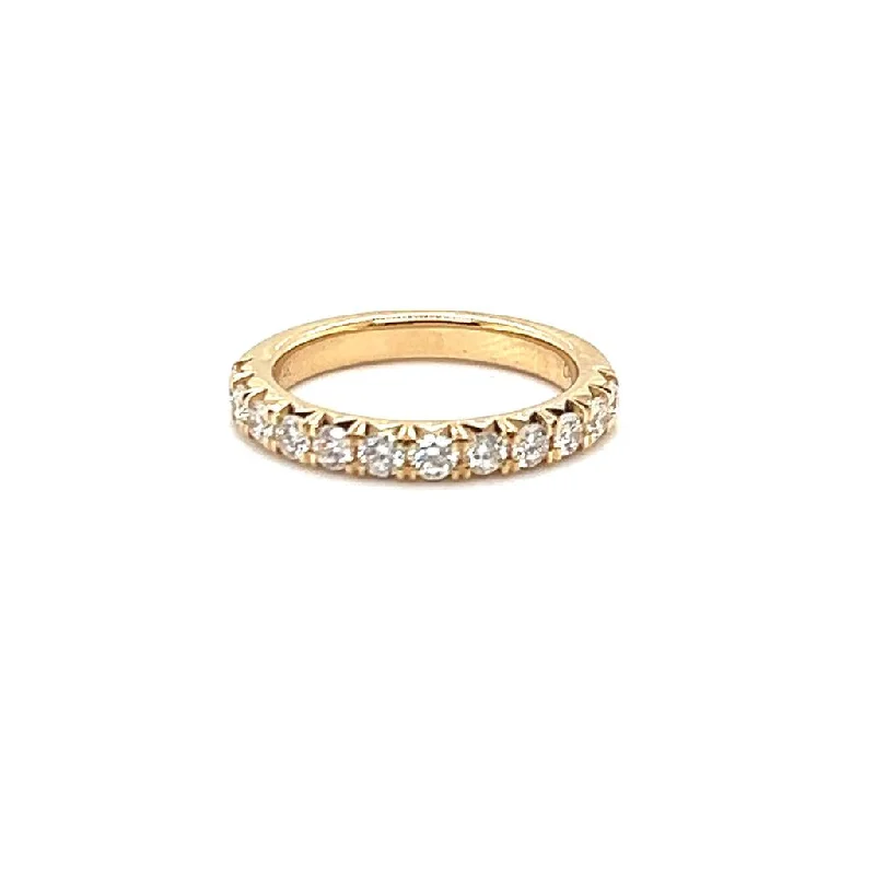 Stackable rings with mixed metal finishes -14K Yellow Gold 0.78ctw Round Diamond Classic Wedding Band