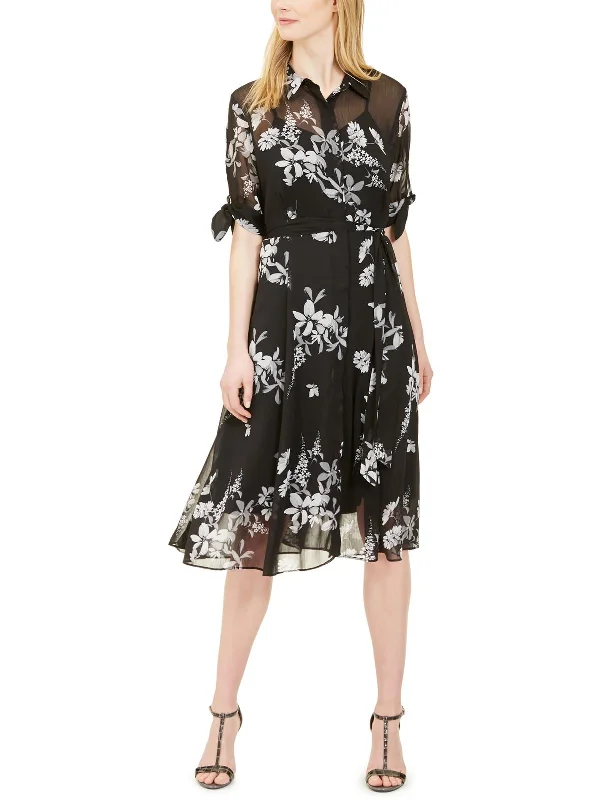 Modern Dresses for Trendy -Womens Floral Long Shirtdress