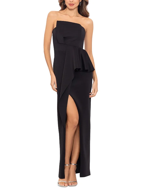 Minimalist Dresses for Simplicity -Womens Scuba Strapless Evening Dress