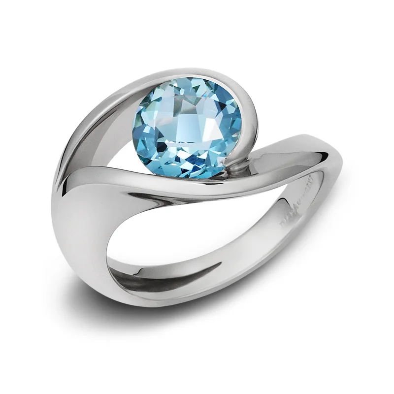 Rings with claw-set moonstone for mystique -Contour Blue Topaz and Sterling Silver Ring