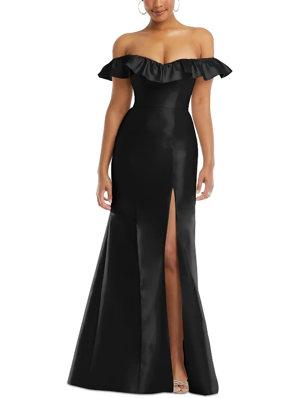 Gothic Dresses with Dark Tone -Womens Ruffled Polyester Evening Dress