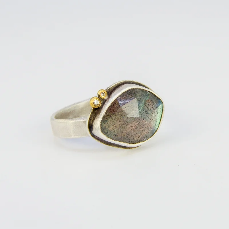 Rings with vintage claw prongs for elegance -NEW! Rosecut Labradorite Ring by Ananda Khalsa