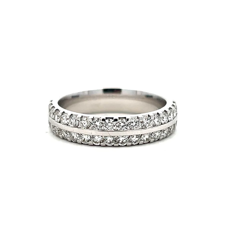 Rings with oxidized bands for vintage edge -14K White Gold 1.00ctw Diamond Multi Row Wedding Band