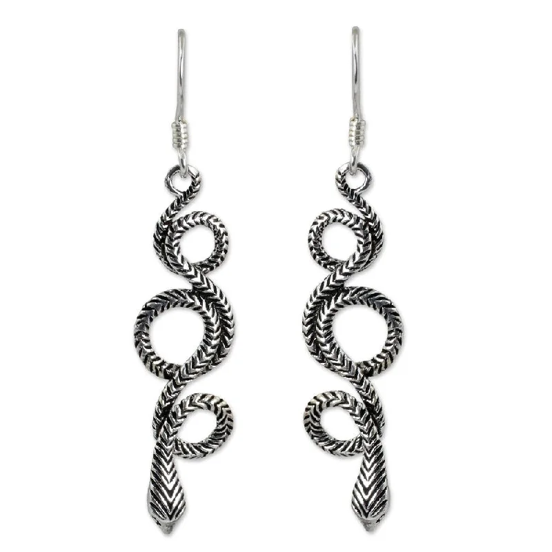 Drop Earrings for Beach Outfit -NOVICA Handmade Infinity Serpent Sterling Silver Dangle Earrings (Thailand)