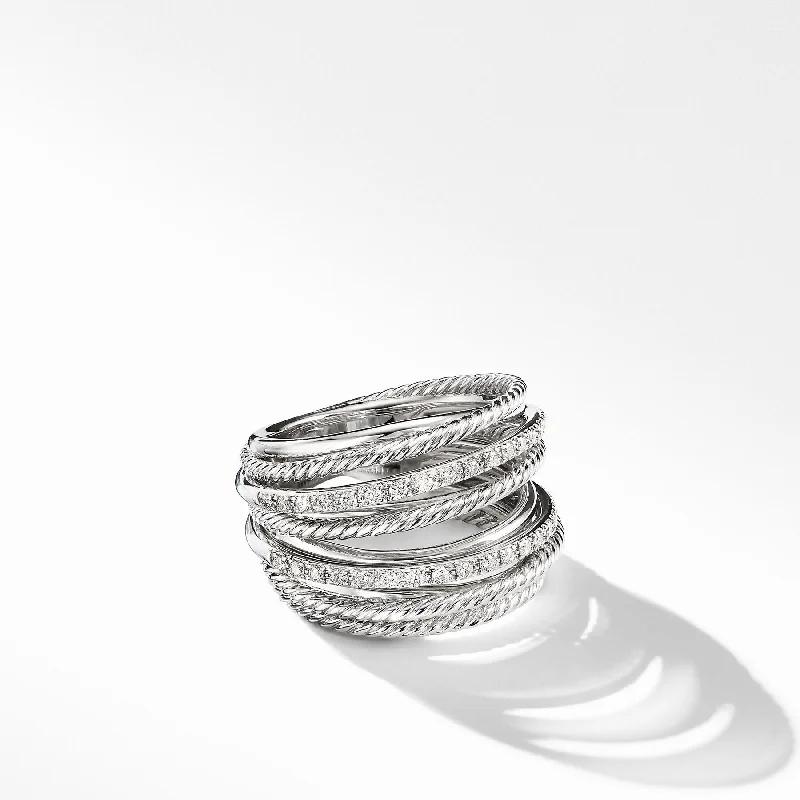 Rings with floral halo diamond arrangements -David Yurman The Crossover® Collection Ring in Sterling Silver