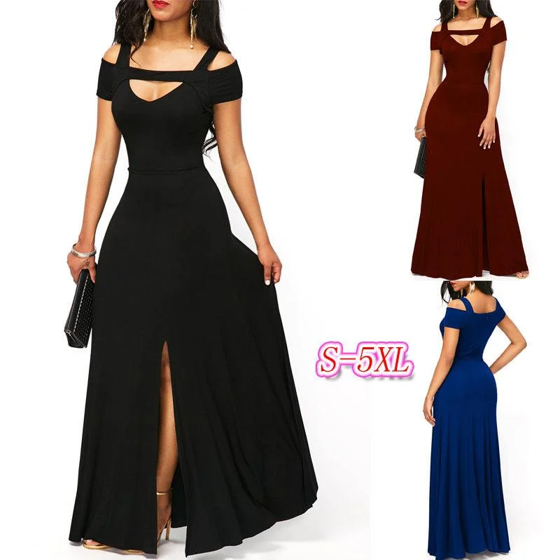 Geometric Dresses for Modern -V-neck, off-the-shoulder slit, form-fitting dress