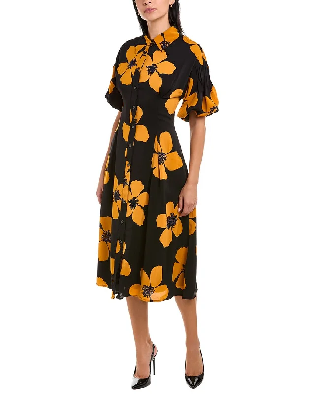 Formal Dresses for Occasions -Gracia Puffed Sleeve Floral Dress