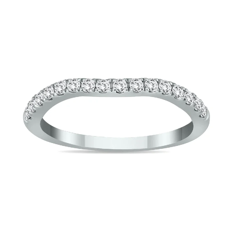 1/5 Carat Tw Diamond Curved Wedding Band In 14K White Gold